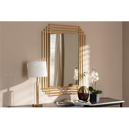 BAXTON STUDIO Baxton Studio RXW-6233 Kalinda Art Deco Antique Gold Finished Rectangular Accent Wall Mirror RXW-6233